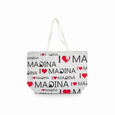 I Love Madina special font print tote bag